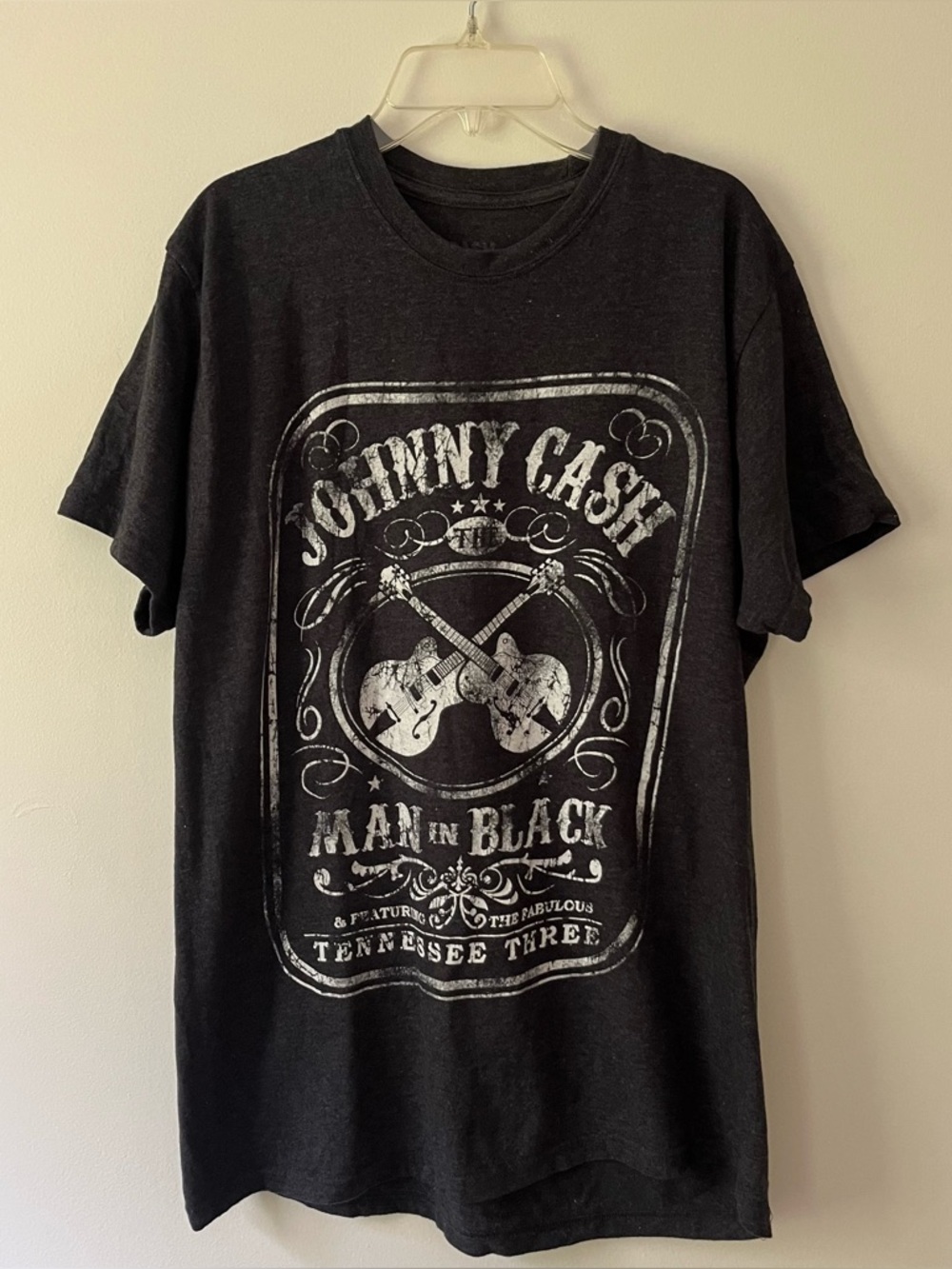 Johnny Cash Graphic T-Shirt Large Grey Man In Black